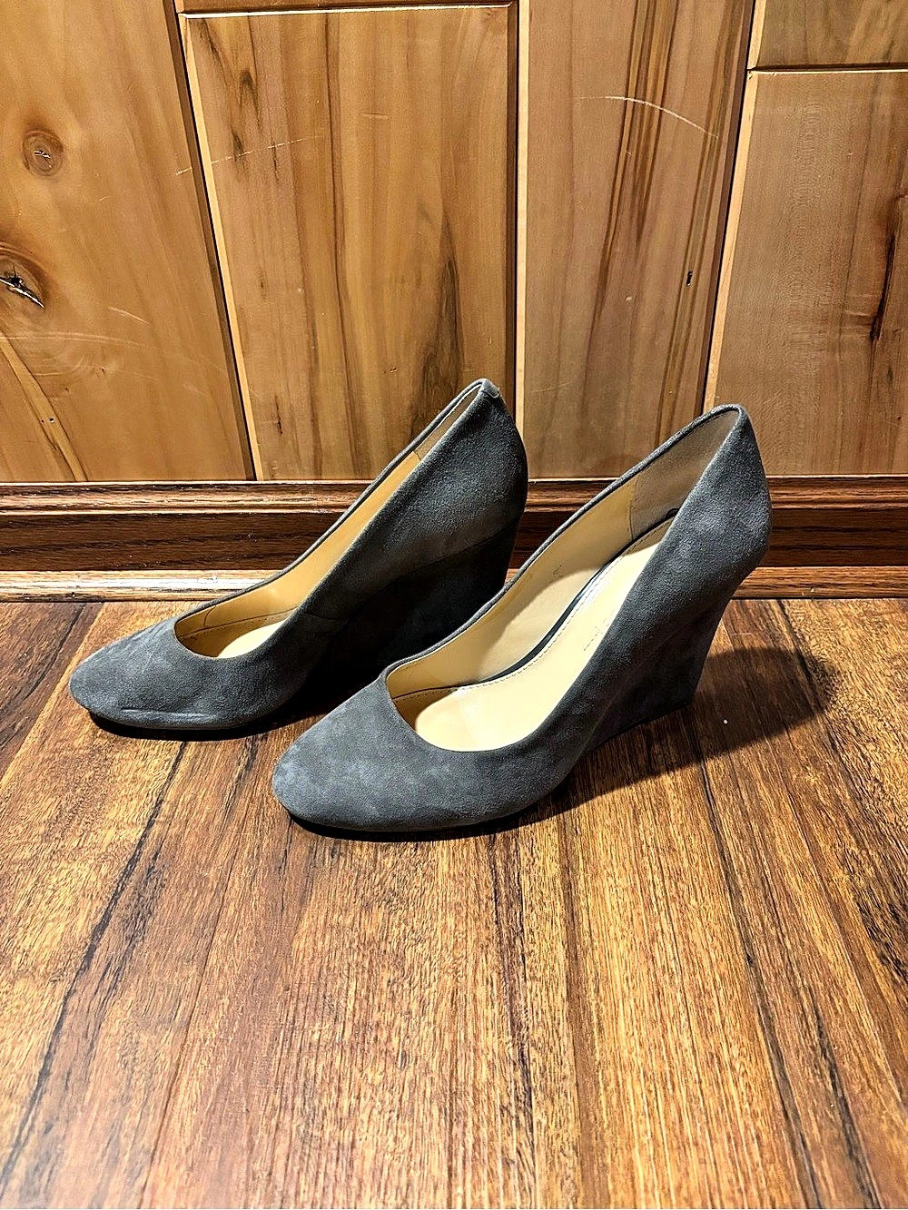 Banana Republic Gray Suede-Style Wedge Heels